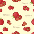 Juicy tomatoes in vintage style, handmade style, cartoon style with typography